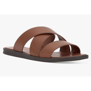 Vince Camuto Mens Brown Crisscross Upper Straps Goring Padded Waely Sandals